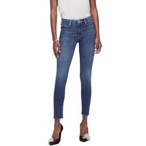 MOTHER The Looker Ankle Fray Skinny Mid Rise Jean Girl Crush Blue Wash Size 29